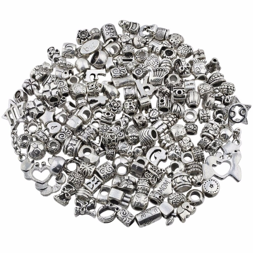 1713 Tibetan Silver Loose Charms European Beads for Jewelry Making DIY